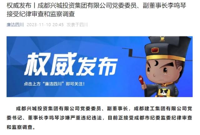 NBA直播-官方：成都兴城副董事长李鸣琴涉嫌严重违纪违法